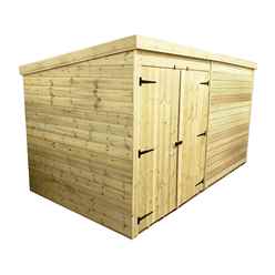 12ft X 8ft Windowless Pressure Treated Tongue & Groove Pent Shed + Double Doors