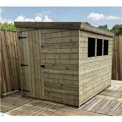 9ft X 4ft Reverse Pressure Treated Tongue & Groove Pent Shed + 3 Windows And Single Door + Safety Toughened Glass (please Select Left Or Right Panel For Door)