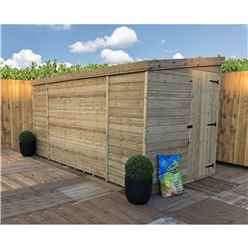 12ft X 4ft Windowless Pressure Treated Tongue & Groove Pent Shed + Side Door