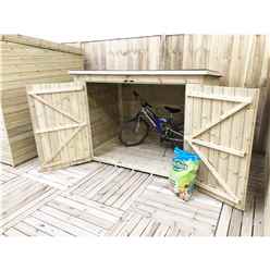 7ft X 3ft Pressure Treated Tongue & Groove Bike Store + Double Doors