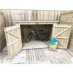 6ft X 4ft Pressure Treated Tongue & Groove Bike Store + Double Doors