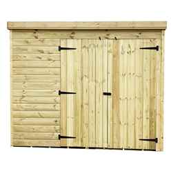 7ft X 4ft Windowless Pressure Treated Tongue & Groove Pent Shed + Double Doors