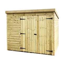 7ft X 4ft Windowless Pressure Treated Tongue & Groove Pent Shed + Double Doors