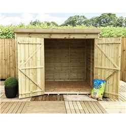 7ft X 4ft Windowless Pressure Treated Tongue & Groove Pent Shed + Double Doors