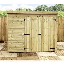 7ft X 4ft Windowless Pressure Treated Tongue & Groove Pent Shed + Double Doors