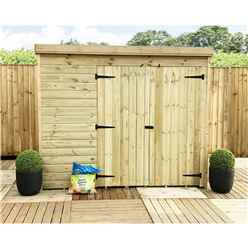 7ft X 4ft Windowless Pressure Treated Tongue & Groove Pent Shed + Double Doors