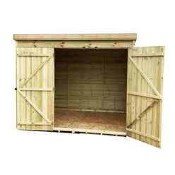 8ft X 3ft Windowless Pressure Treated Tongue & Groove Pent Shed + Double Doors