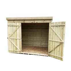 8ft X 3ft Windowless Pressure Treated Tongue & Groove Pent Shed + Double Doors