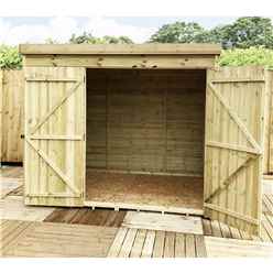 8ft X 3ft Windowless Pressure Treated Tongue & Groove Pent Shed + Double Doors