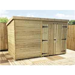 10ft X 6ft Windowless Pressure Treated Tongue & Groove Pent Shed + Double Doors