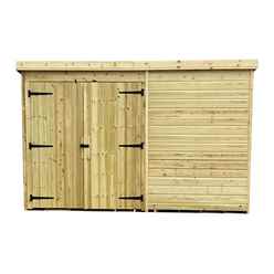 10ft X 6ft Windowless Pressure Treated Tongue & Groove Pent Shed + Double Doors