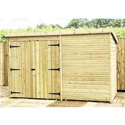 10ft X 8ft Windowless Pressure Treated Tongue & Groove Pent Shed + Double Doors