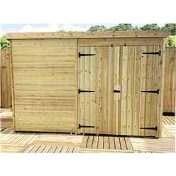 9ft X 3ft Windowless Pressure Treated Tongue & Groove Pent Shed + Double Doors