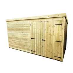 12ft X 3ft Windowless Pressure Treated Tongue & Groove Pent Shed + Double Doors