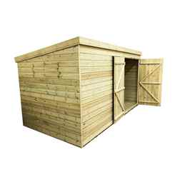 12ft X 4ft Windowless Pressure Treated Tongue & Groove Pent Shed + Double Doors