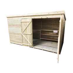 12ft X 4ft Windowless Pressure Treated Tongue & Groove Pent Shed + Double Doors