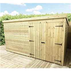 12ft X 4ft Windowless Pressure Treated Tongue & Groove Pent Shed + Double Doors