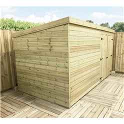 12ft X 4ft Windowless Pressure Treated Tongue & Groove Pent Shed + Double Doors