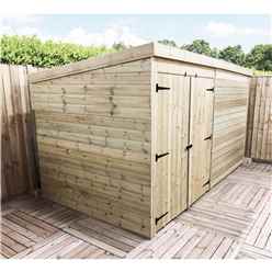 12ft X 8ft Windowless Pressure Treated Tongue & Groove Pent Shed + Double Doors