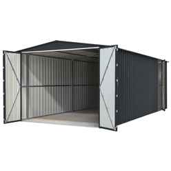 10ft X 19ft Premier Easyfix - Double Hinged - Metal Garage - Anthracite Grey (3.07m X 5.88m)