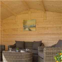 3.4m X 3m Retreat Apex Log Cabin - 19mm Wall Thickness (11ft X 10ft)