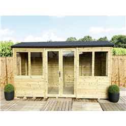 8ft X 6ft Reverse Pressure Treated Tongue & Groove Apex Summerhouse With Higher Eaves And Ridge Height + Toughened Safety Glass + Euro Lock With Key + Super Strength Framing