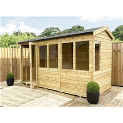 8ft X 6ft Reverse Pressure Treated Tongue & Groove Apex Summerhouse With Higher Eaves And Ridge Height + Toughened Safety Glass + Euro Lock With Key + Super Strength Framing