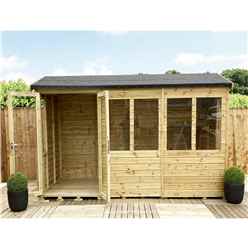 8ft X 6ft Reverse Pressure Treated Tongue & Groove Apex Summerhouse With Higher Eaves And Ridge Height + Toughened Safety Glass + Euro Lock With Key + Super Strength Framing