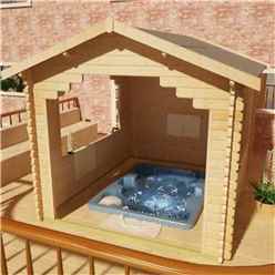 10ft X 10ft Garden Shelter (44mm Log Thickness) (2950x2950)