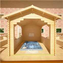 10ft X 10ft Garden Shelter (44mm Log Thickness) (2950x2950)