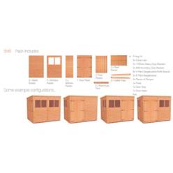 8ft X 6ft Tongue And Groove Pent Shed With Double Doors (12mm Tongue And Groove Floor And Roof)