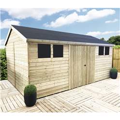 10ft X 10ft Reverse Premier Pressure Treated T&g Apex Workshop + 6 Windows + Higher Eaves & Ridge Height + Double Doors (12mm T&g Walls, Floor & Roof) + Safety Toughened Glass + Super Strength Framing