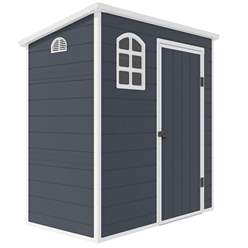 6ft X 3ft Plastic Pent Shed - Dark Grey With Foundation Kit (included)