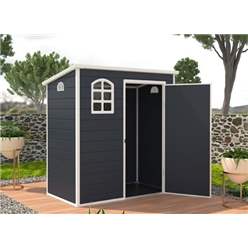 6ft X 3ft Plastic Pent Shed - Dark Grey With Foundation Kit (included)