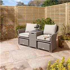 2 Seater Natural Stone Rattan Weave Companion Set