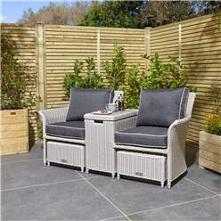 2 Seater Putty Grey Rattan Weave Companion Set