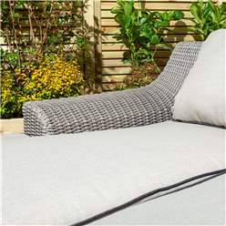 2 Seater Natural Stone Rattan Weave Garden Lounger Set