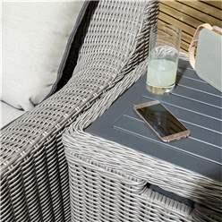 2 Seater Natural Stone Rattan Weave Garden Lounger Set