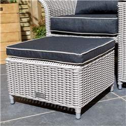 6 Seater Putty Grey Rattan Weave Corner Dining Set - With Benches