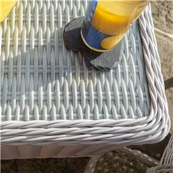 2 Seater Putty Grey Rattan Weave Garden Reclining Lounger Set