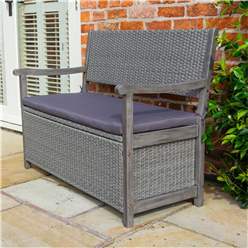 Hardwood Timber Framed Rattan Weave Bench