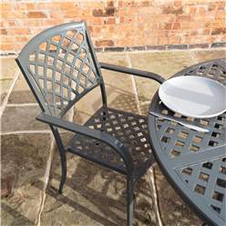 4 Seater Gunmetal Grey Powder-Coated Aluminium Garden Dining Set