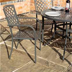 4 Seater Gunmetal Grey Powder-Coated Aluminium Garden Dining Set