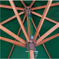 2.7m Green Wooden Parasol