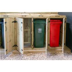 Quintet Redwood Pressure Treated Wheelie Bin Store - 140 Litre Bins