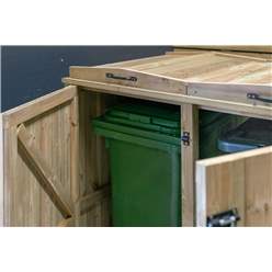 Quad Redwood Pressure Treated Wheelie Bin Store - 240/240/140/140 Litre Bins