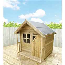 5ft X 5ft Eyrn Wooden Playhouse With Apex Roof, Single Door And Window