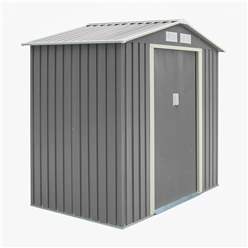 6ft X 4ft (2.01m X 1.21m) Double Door Metal Apex Shed - Light Grey