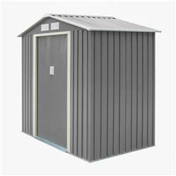 6ft X 4ft (2.01m X 1.21m) Double Door Metal Apex Shed - Light Grey