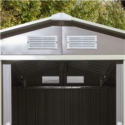 6ft X 4ft (2.01m X 1.21m) Double Door Metal Apex Shed - Light Grey